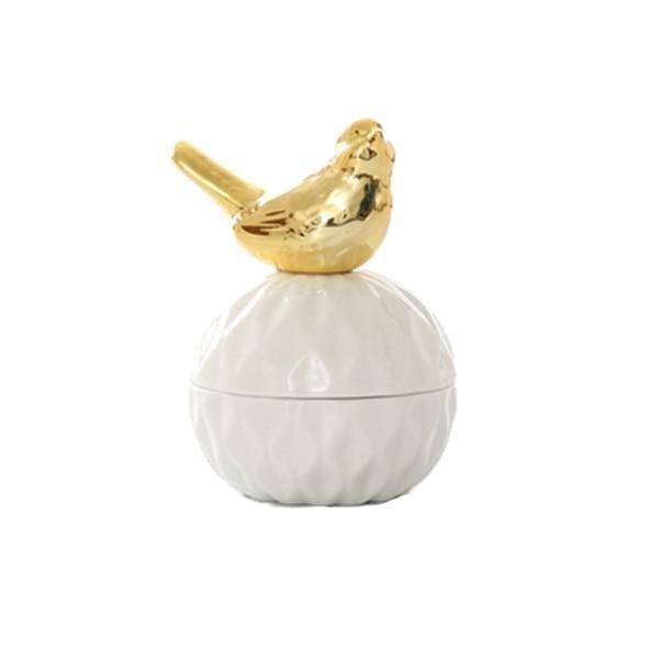 White and Gold Porcelain Jewelry Box